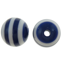 Perles de résine rayé, Rond, strie, bleu, 8mm, Trou:Environ 2mm, 1000PC/sac, Vendu par sac