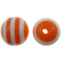 Gestreifte Harz Perlen, rund, Streifen, rote Orange, 12mm, Bohrung:ca. 2mm, 1000PCs/Tasche, verkauft von Tasche