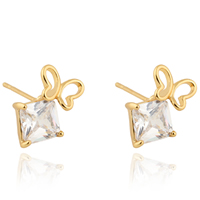Gets® Jewelry Earring Brass Butterfly 18K gold plated with cubic zirconia nickel lead & cadmium free 13mm Sold By Pair