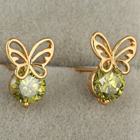 Gets® Jewelry Earring Brass Butterfly 18K gold plated with cubic zirconia nickel lead & cadmium free 12mm Sold By Pair