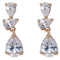 Gets® Jewelry Earring, Brass, 18K gold plated, with cubic zirconia, nickel, lead & cadmium free, 22mm, Sold By Pair