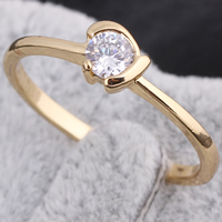 Gets® Finger Ring, Brass, 18K gold plated, with cubic zirconia, nickel, lead & cadmium free, 5mm, US Ring Size:9, Sold By PC