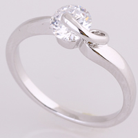 Gets® палец кольцо, Латунь, покрытый платиной, с кубическим цирконием, не содержит никель, свинец, 7mm, размер:6.5, продается PC