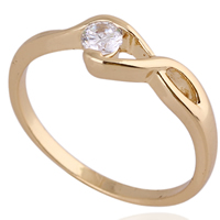 Gets® палец кольцо, Латунь, Бесконечные, 18K золотым напылением, с кубическим цирконием, не содержит никель, свинец, 4mm, размер:6.5, продается PC