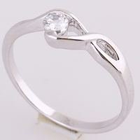 Bliver® Finger Ring, Messing, Infinity, platineret, med cubic zirconia, nikkel, bly & cadmium fri, 4mm, Størrelse:5, Solgt af PC