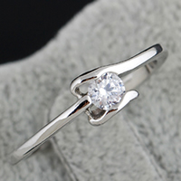 Gets® палец кольцо, Латунь, покрытый платиной, с кубическим цирконием, не содержит никель, свинец, 5mm, 6mm, размер:6.5, продается PC