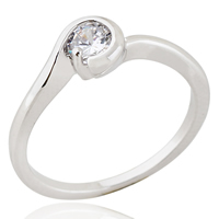 Bliver® Finger Ring, Messing, platineret, med cubic zirconia, nikkel, bly & cadmium fri, 5mm, 7mm, Størrelse:6.5, Solgt af PC