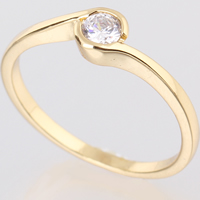 Bliver® Finger Ring, Messing, 18K forgyldt, med cubic zirconia, nikkel, bly & cadmium fri, 5.5mm, Størrelse:5, Solgt af PC