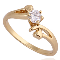Gets® палец кольцо, Латунь, 18K золотым напылением, с кубическим цирконием, не содержит никель, свинец, 4mm, размер:6.5, продается PC