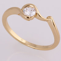 Gets® палец кольцо, Латунь, 18K золотым напылением, с кубическим цирконием, не содержит никель, свинец, 5mm, размер:6.5, продается PC