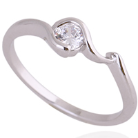 Gets® Finger Ring, Messing, platiniert, mit kubischem Zirkonia, frei von Nickel, Blei & Kadmium, 5mm, Größe:6.5, verkauft von PC