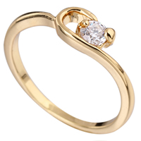 Lesz® ujj gyűrű, Sárgaréz, 18K aranyozott, cirkónia, nikkel, ólom és kadmium mentes, 4mm, Méret:9, Által értékesített PC