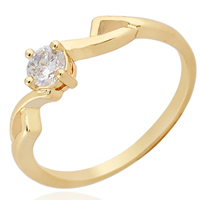 Gets® палец кольцо, Латунь, 18K золотым напылением, с кубическим цирконием, не содержит никель, свинец, 4mm, 5.5mm, размер:5, продается PC