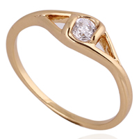 Gets® палец кольцо, Латунь, 18K золотым напылением, с кубическим цирконием, не содержит никель, свинец, 3mm, размер:6.5, продается PC