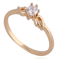 Gets® Finger Ring, Brass, 18K gold plated, with cubic zirconia, nickel, lead & cadmium free, 4mm, US Ring Size:5, Sold By PC