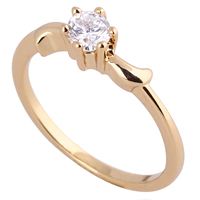Bliver® Finger Ring, Messing, 18K forgyldt, med cubic zirconia, nikkel, bly & cadmium fri, 4mm, Størrelse:7.5, Solgt af PC