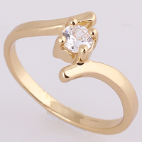 Gets® палец кольцо, Латунь, 18K золотым напылением, с кубическим цирконием, не содержит никель, свинец, 6mm, размер:5, продается PC