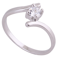 Gets® Finger Ring Brass platinum plated with cubic zirconia nickel lead & cadmium free 6mm US Ring .5 Sold By PC