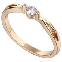 Gets® палец кольцо, Латунь, 18K золотым напылением, с кубическим цирконием, не содержит никель, свинец, 3mm, размер:6.5, продается PC