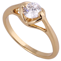 Gets® палец кольцо, Латунь, 18K золотым напылением, с кубическим цирконием, не содержит никель, свинец, 5mm, размер:7.5, продается PC