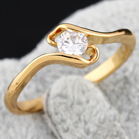 Anillo de dedo Gets®, metal, chapado en oro de 18 K, con circonia cúbica, libre de níquel, plomo & cadmio, 4mm, tamaño:5, Vendido por UD