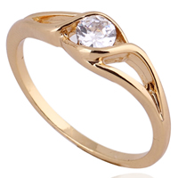 Gets® палец кольцо, Латунь, 18K золотым напылением, с кубическим цирконием, не содержит никель, свинец, 4mm, размер:9, продается PC
