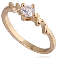 Gets® Finger Ring, Brass, 18K gold plated, with cubic zirconia, nickel, lead & cadmium free, 4mm, US Ring Size:5, Sold By PC