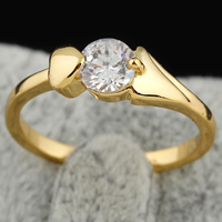 Bliver® Finger Ring, Messing, 18K forgyldt, med cubic zirconia, nikkel, bly & cadmium fri, 4mm, Størrelse:6.5, Solgt af PC