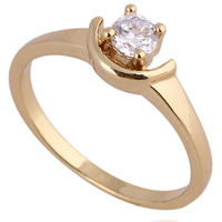 Gets® палец кольцо, Латунь, 18K золотым напылением, с кубическим цирконием, не содержит никель, свинец, 4mm, размер:7.5, продается PC