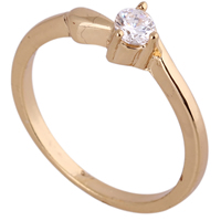 Gets® палец кольцо, Латунь, 18K золотым напылением, с кубическим цирконием, не содержит никель, свинец, 3.5mm, размер:6.5, продается PC