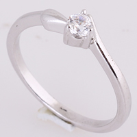 Bliver® Finger Ring, Messing, platineret, med cubic zirconia, nikkel, bly & cadmium fri, 3.5mm, Størrelse:6.5, Solgt af PC