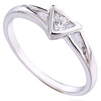Gets® Finger Ring, Messing, Dreieck, platiniert, mit kubischem Zirkonia, frei von Nickel, Blei & Kadmium, 7mm, Größe:7.5, verkauft von PC