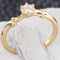 Gets® Finger Ring Brass 18K gold plated with cubic zirconia nickel lead & cadmium free 4mm US Ring Sold By PC