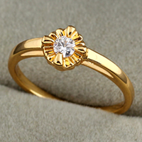 Gets® dedo anelar, cobre, banhado a ouro 18k, com zircônia cúbica, níquel, chumbo e cádmio livre, 6x7mm, tamanho:5, vendido por PC