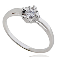 Gets® Finger Ring, Messing, platiniert, mit kubischem Zirkonia, frei von Nickel, Blei & Kadmium, 6x7mm, Größe:5, verkauft von PC