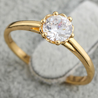 Gets® Finger Ring, Messing, 18 K vergoldet, mit kubischem Zirkonia, frei von Nickel, Blei & Kadmium, 6mm, Größe:5, verkauft von PC