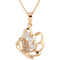 Gets® Jewelry Necklace, Brass, Butterfly, 18K gold plated, oval chain & with cubic zirconia, nickel, lead & cadmium free, 22x35mm, Sold Per Approx 17.5 Inch Strand
