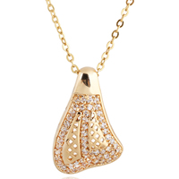 Gets® Jewelry Necklace, Brass, 18K gold plated, oval chain & with cubic zirconia, nickel, lead & cadmium free, 26x17mm, Sold Per Approx 18 Inch Strand