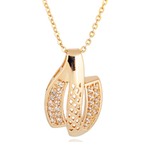 Gets® Jewelry Necklace, Brass, 18K gold plated, oval chain & with cubic zirconia, nickel, lead & cadmium free, 27x17mm, Sold Per Approx 18 Inch Strand