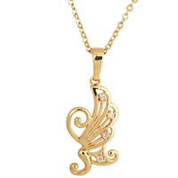 Gets® Jewelry Necklace Brass Butterfly 18K gold plated oval chain & with cubic zirconia nickel lead & cadmium free 35mm Sold Per Approx 18 Inch Strand