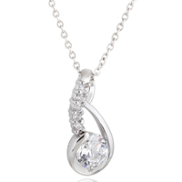 Gets® Jewelry Necklace Brass platinum plated oval chain & with cubic zirconia nickel lead & cadmium free 20mm Sold Per Approx 18 Inch Strand
