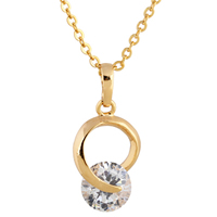Gets® smykker halskæde, Messing, 18K forgyldt, oval kæde & med cubic zirconia, nikkel, bly & cadmium fri, 21mm, Solgt Per Ca. 18 inch Strand