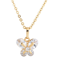 Gets® Jewelry Necklace Brass Butterfly 18K gold plated oval chain & with cubic zirconia nickel lead & cadmium free Sold Per Approx 18 Inch Strand