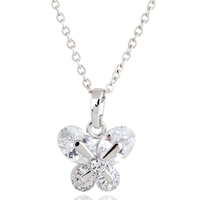 Gets® Jewelry Necklace Brass Butterfly platinum plated oval chain & with cubic zirconia nickel lead & cadmium free Sold Per Approx 18 Inch Strand