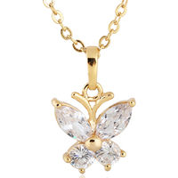 Gets® Jewelry Necklace Brass Butterfly 18K gold plated oval chain & with cubic zirconia nickel lead & cadmium free 19mm Sold Per Approx 18 Inch Strand