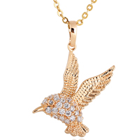 Gets® Jewelry Necklace, Brass, Eagle, 18K gold plated, oval chain & with cubic zirconia, nickel, lead & cadmium free, 31mm, Sold Per Approx 18 Inch Strand