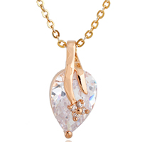 Gets® Jewelry Necklace Brass Teardrop 18K gold plated oval chain & with cubic zirconia nickel lead & cadmium free Sold Per Approx 18 Inch Strand