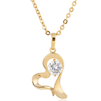 Gets® Jewelry Necklace, Brass, Heart, 18K gold plated, oval chain & with cubic zirconia, nickel, lead & cadmium free, 26mm, Sold Per Approx 18 Inch Strand