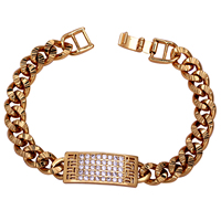 Gets® Jewelry Bracelet, Brass, 18K gold plated, curb chain & micro pave cubic zirconia, nickel, lead & cadmium free, 12mm, Sold Per Approx 8 Inch Strand