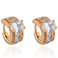 Gets® Jewelry Earring, Brass, 18K gold plated, with cubic zirconia, nickel, lead & cadmium free, 8mm, Sold By Pair